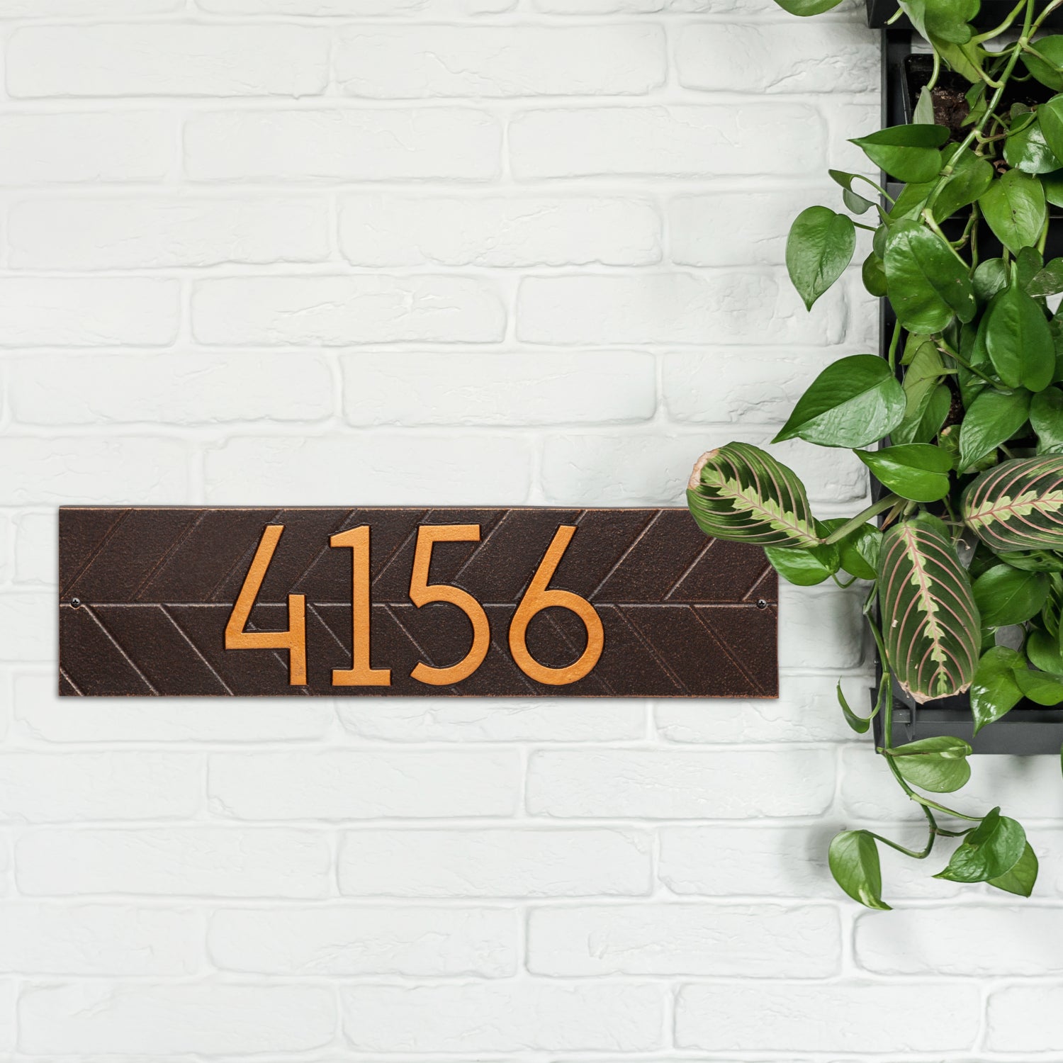 Modern Herringbone Horizontal Plaque, Standard Wall 1-line