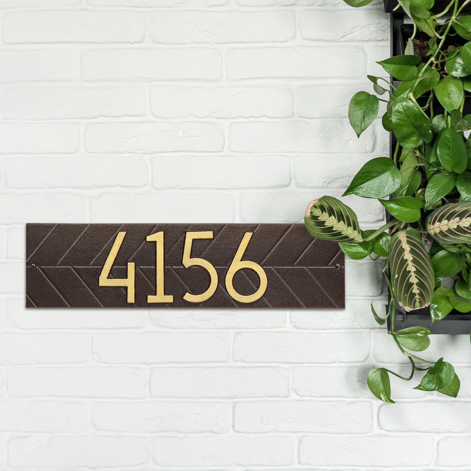 Modern Herringbone Horizontal Plaque, Standard Wall 1-line