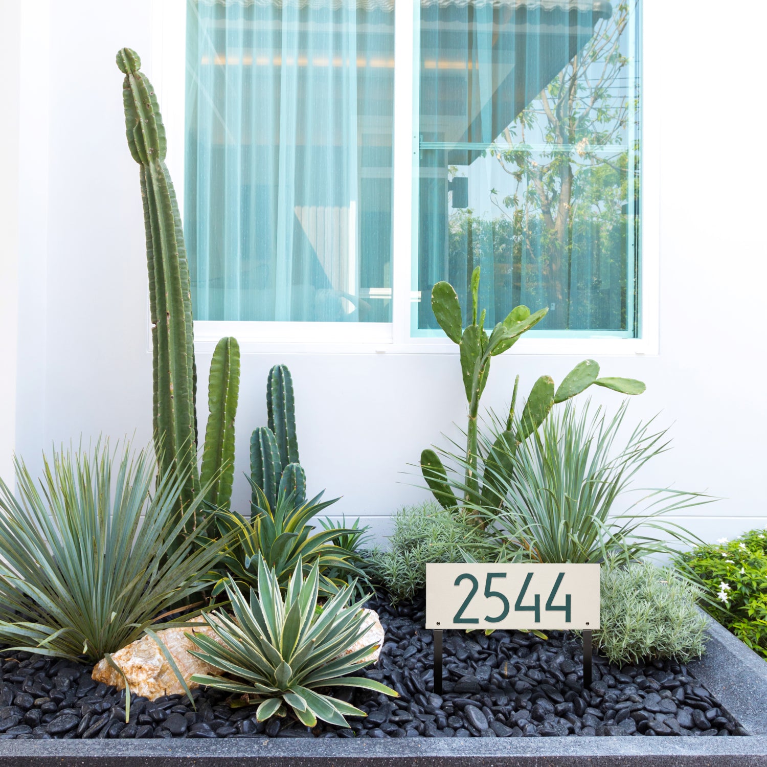 Mid-Century Modern Rectangle Plaque, Standard Lawn 1-line