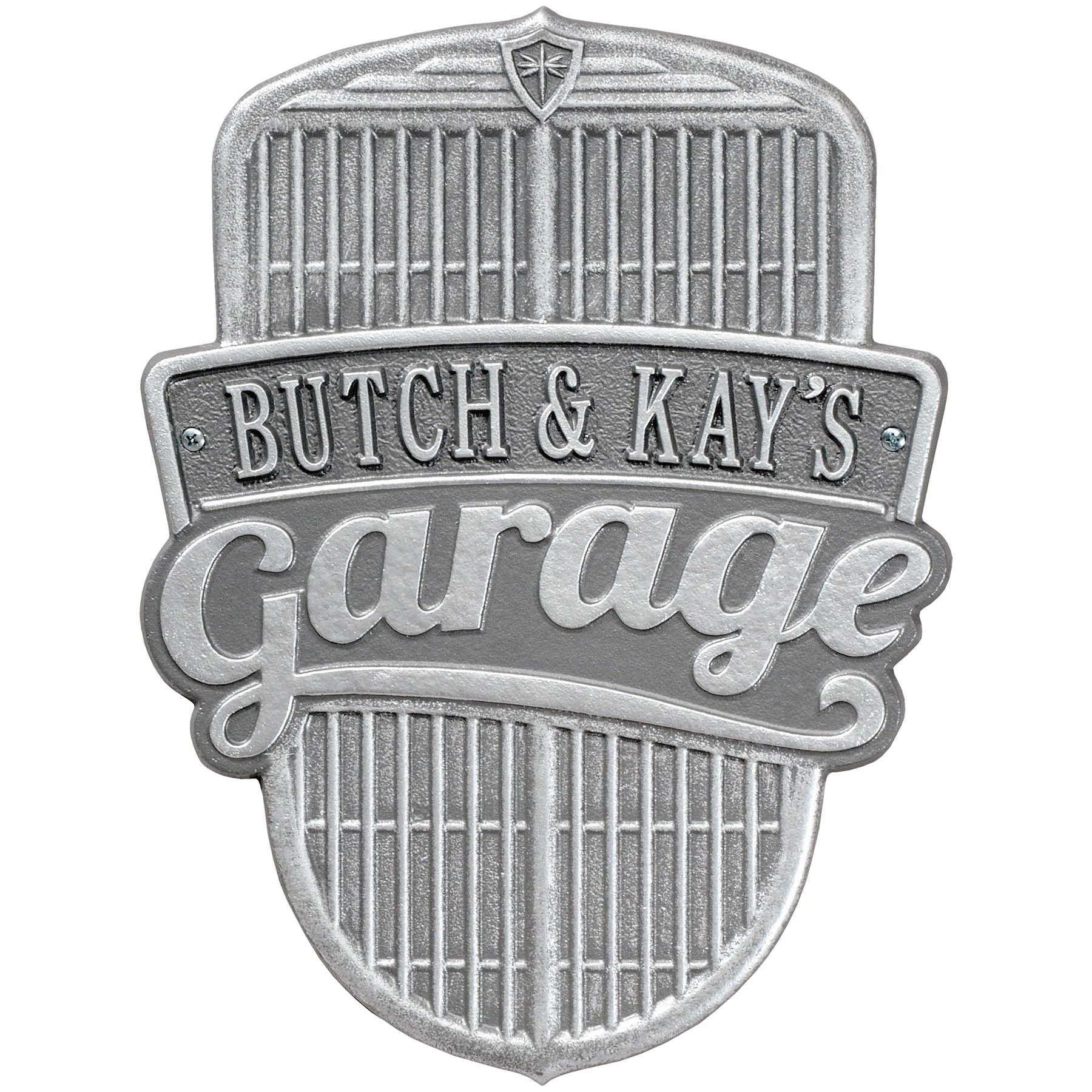 Car Grille Garage Plaque - Standard Wall - One Line