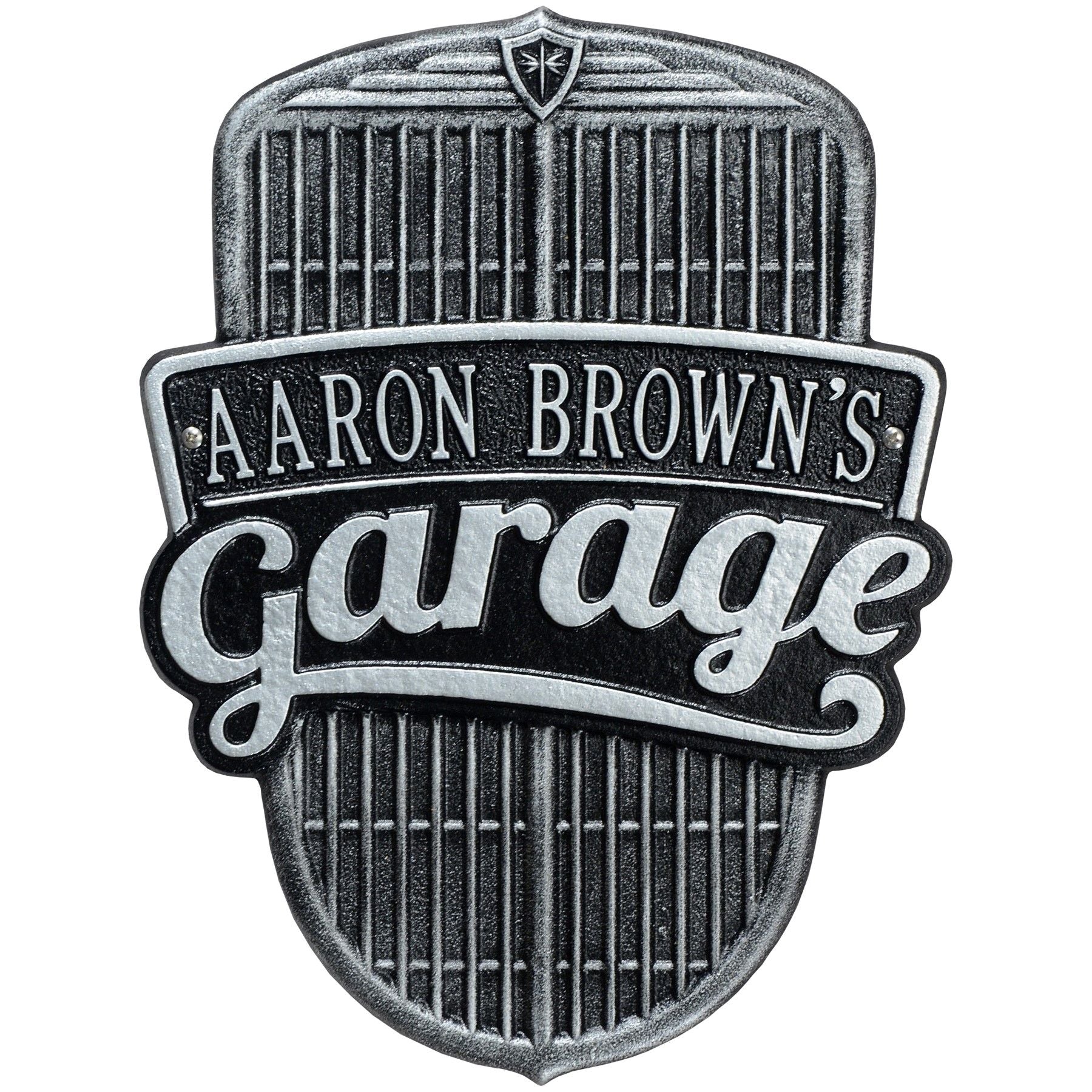 Car Grille Garage Plaque - Standard Wall - One Line