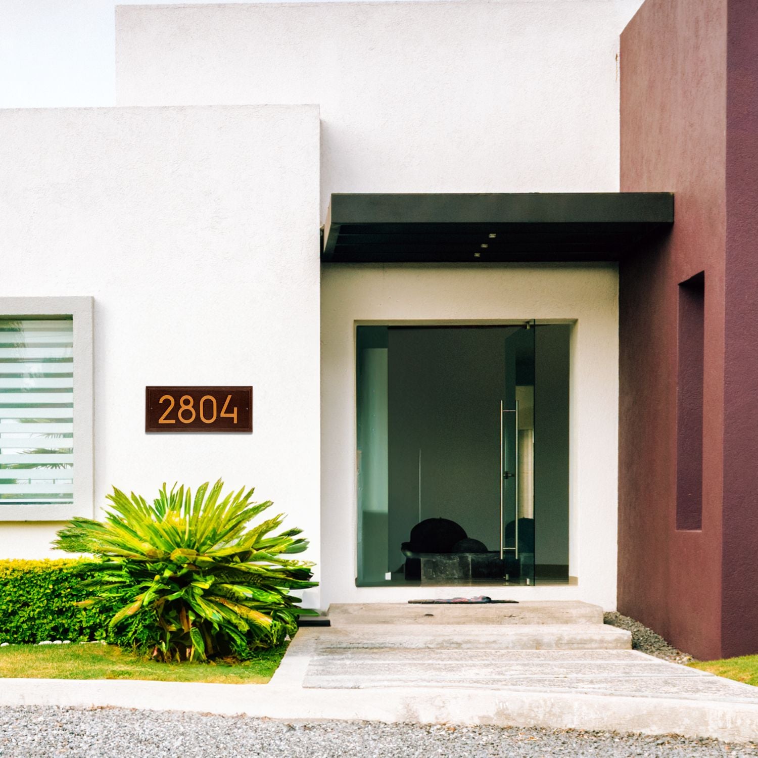 Double Line Modern Font Rectangle Plaque - Estate Wall 1-line