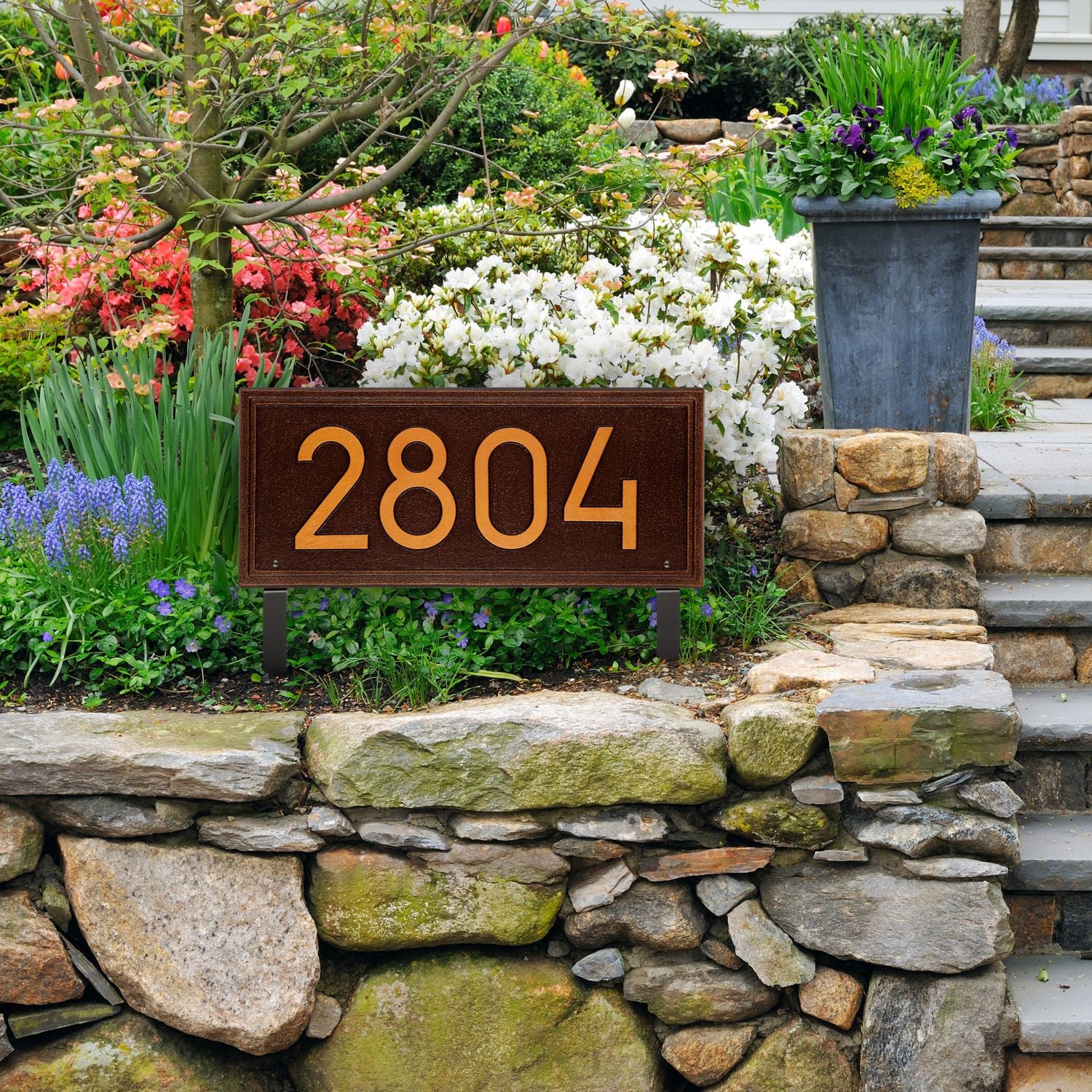 Double Line Modern Font Rectangle Plaque - Estate Lawn 1-line