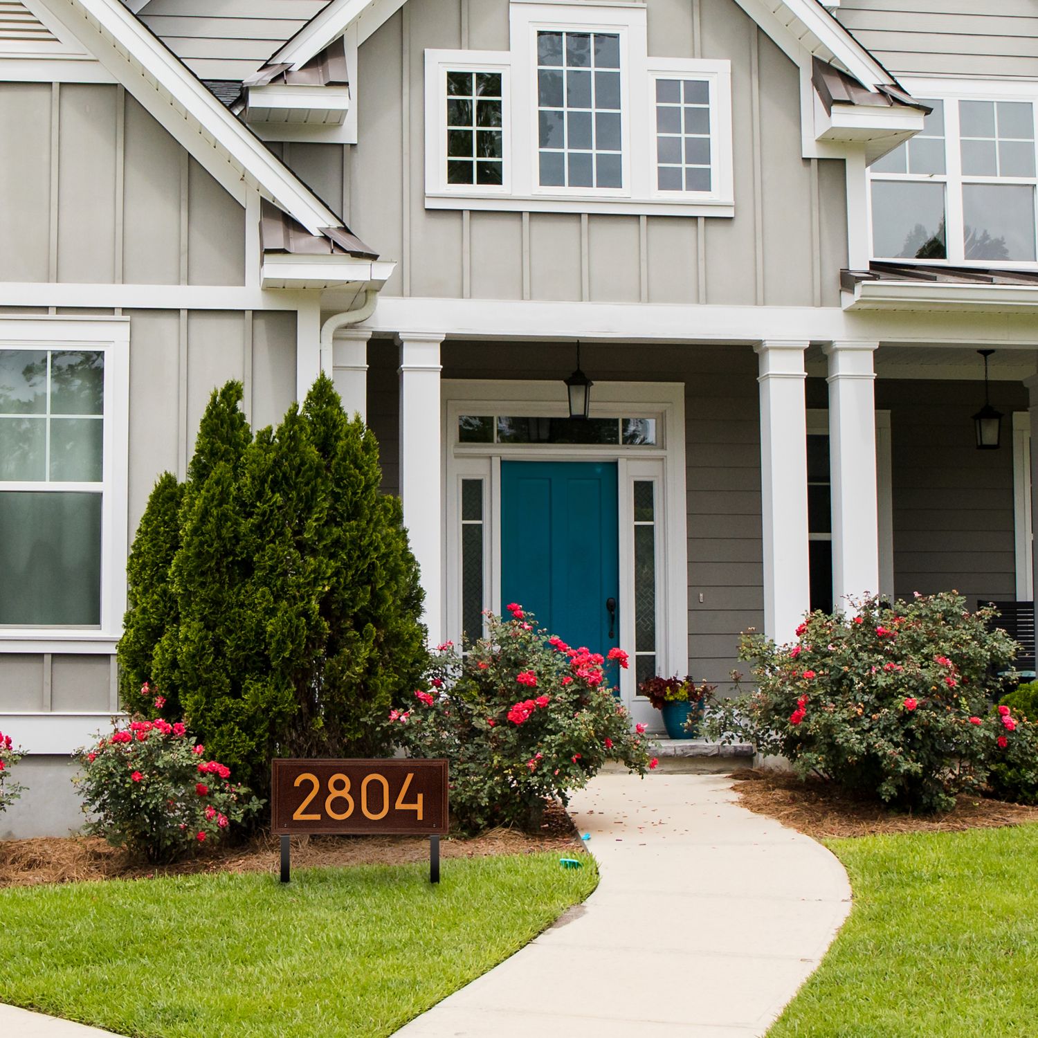 Double Line Modern Font Rectangle Plaque - Estate Lawn 1-line