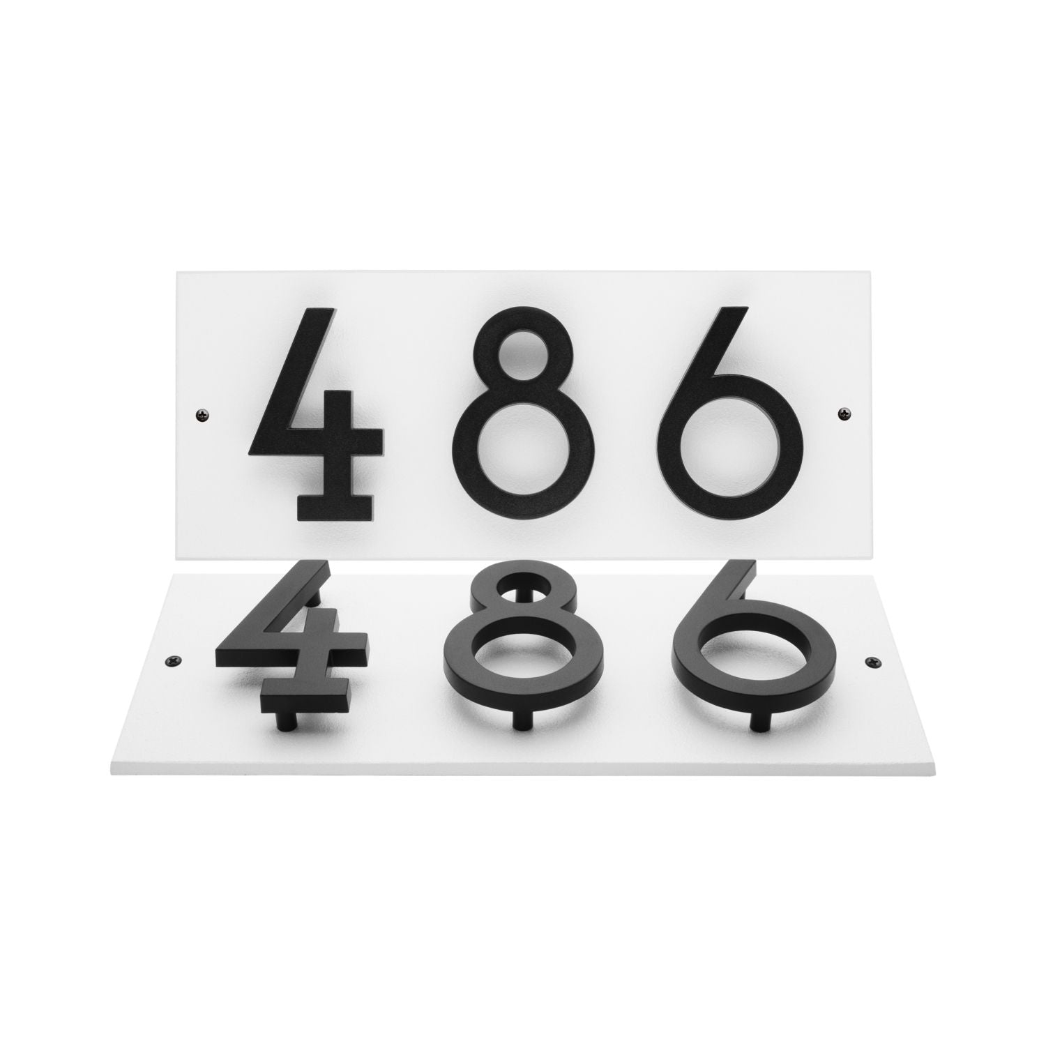 Modern Floating Standoff Plaque - 3 Number Horizontal