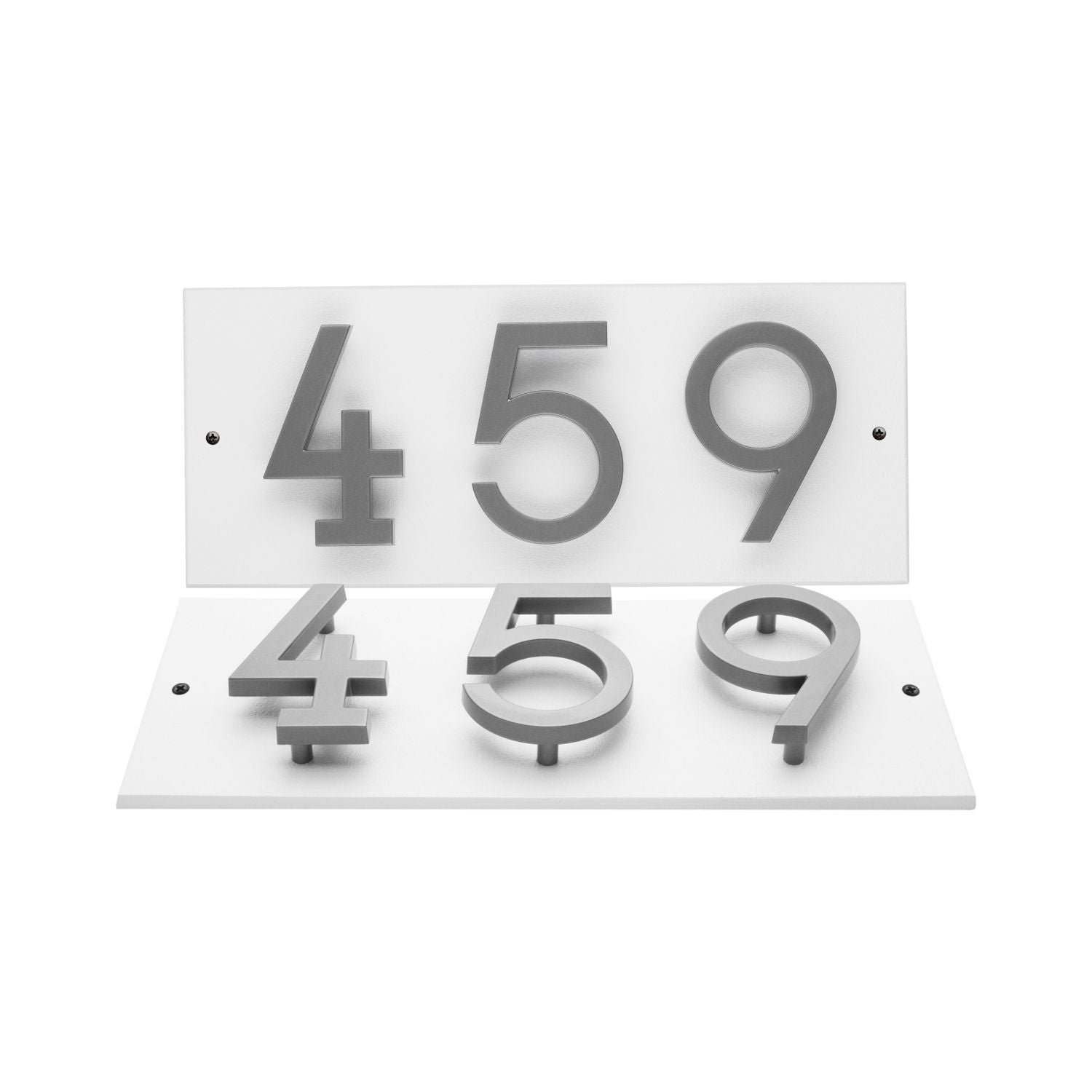 Modern Floating Standoff Plaque - 3 Number Horizontal