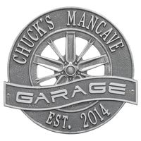 Racing Wheel Garage Plaque - Standard Wall - Two Line