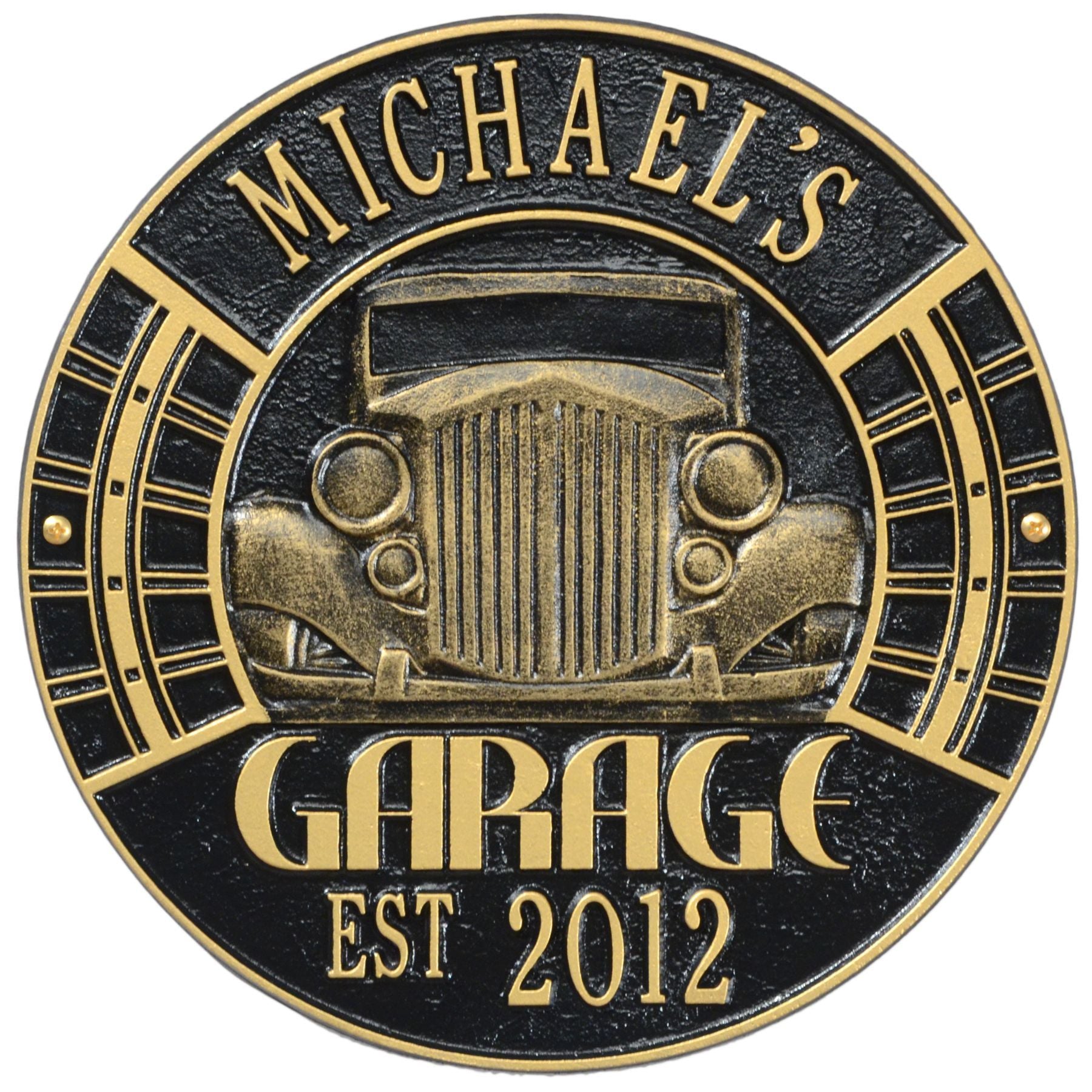 Vintage Car Garage Plaque - Standard Wall - Two Line