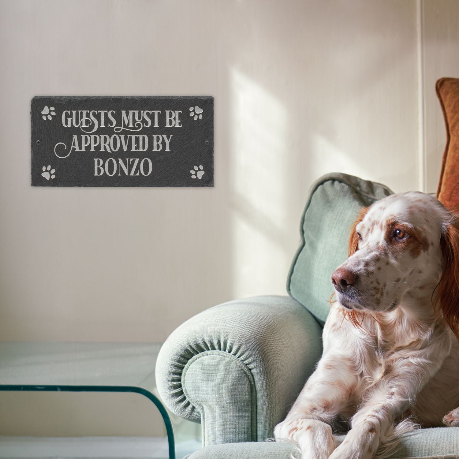 Pet Approved 1-Line Personalized Etched Wall Slate Sign