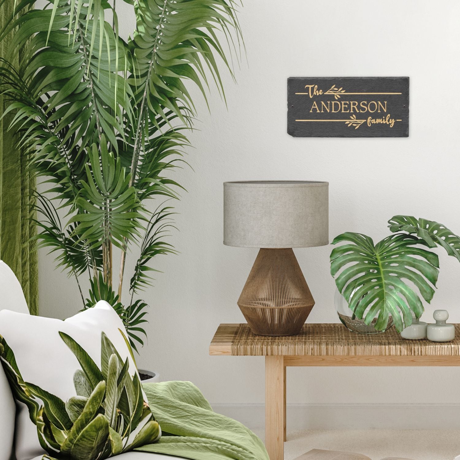 Linette 1-Line Personalized Etched Wall Slate Sign