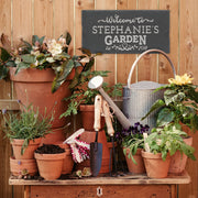 Garden Welcome 2-Line Personalized Etched Wall Slate Sign