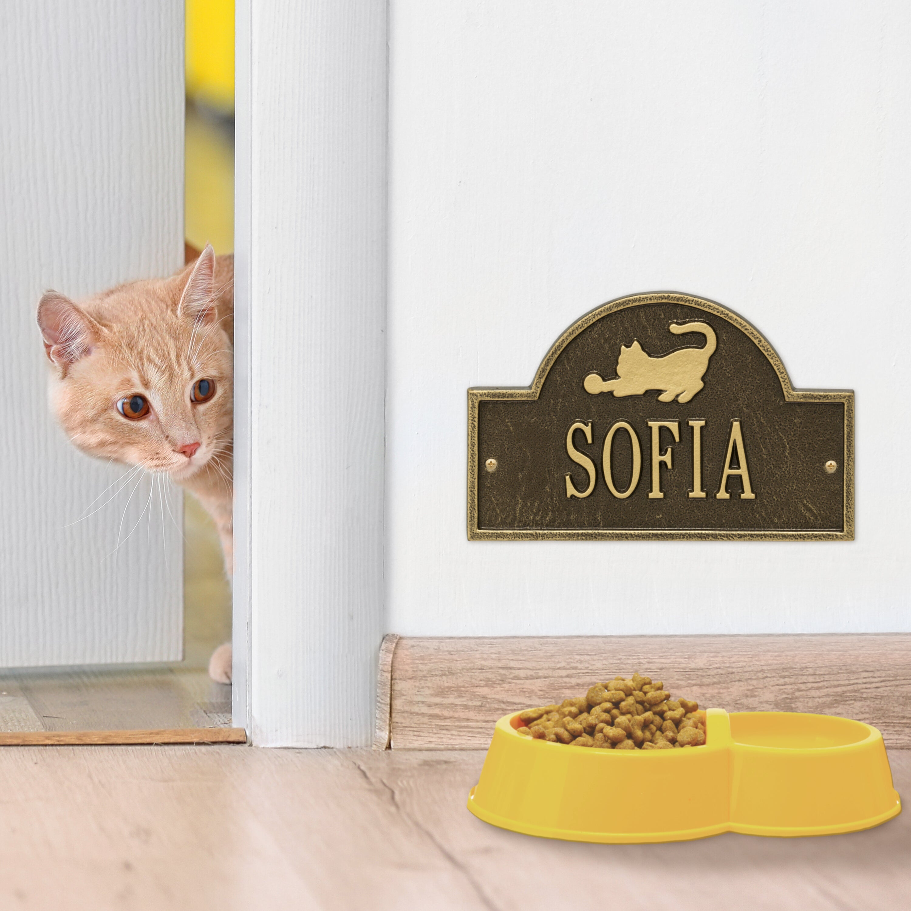 Cat Arch Mini 1-Line Personalized Wall Plaque