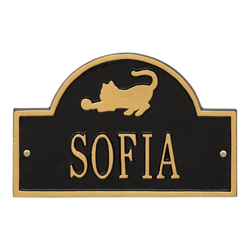 Cat Arch Mini 1-Line Personalized Wall Plaque