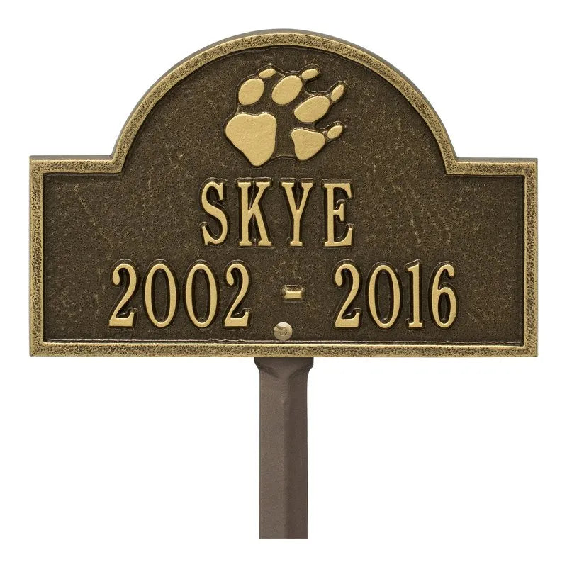 Dog Paw Arch Mini 2-Line Personalized Lawn Plaque