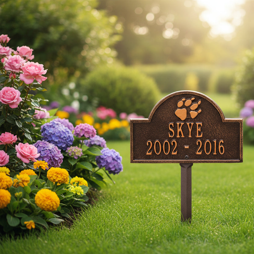 Dog Paw Arch Mini 2-Line Personalized Lawn Plaque