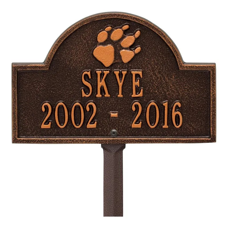 Dog Paw Arch Mini 2-Line Personalized Lawn Plaque