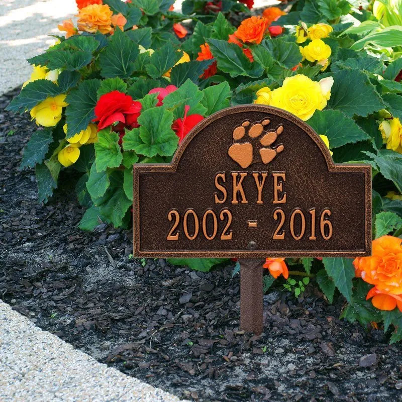 Dog Paw Arch Mini 2-Line Personalized Lawn Plaque