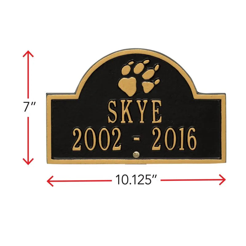 Dog Paw Arch Mini 2-Line Personalized Lawn Plaque