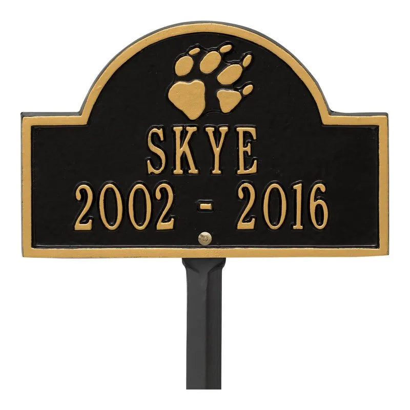 Dog Paw Arch Mini 2-Line Personalized Lawn Plaque