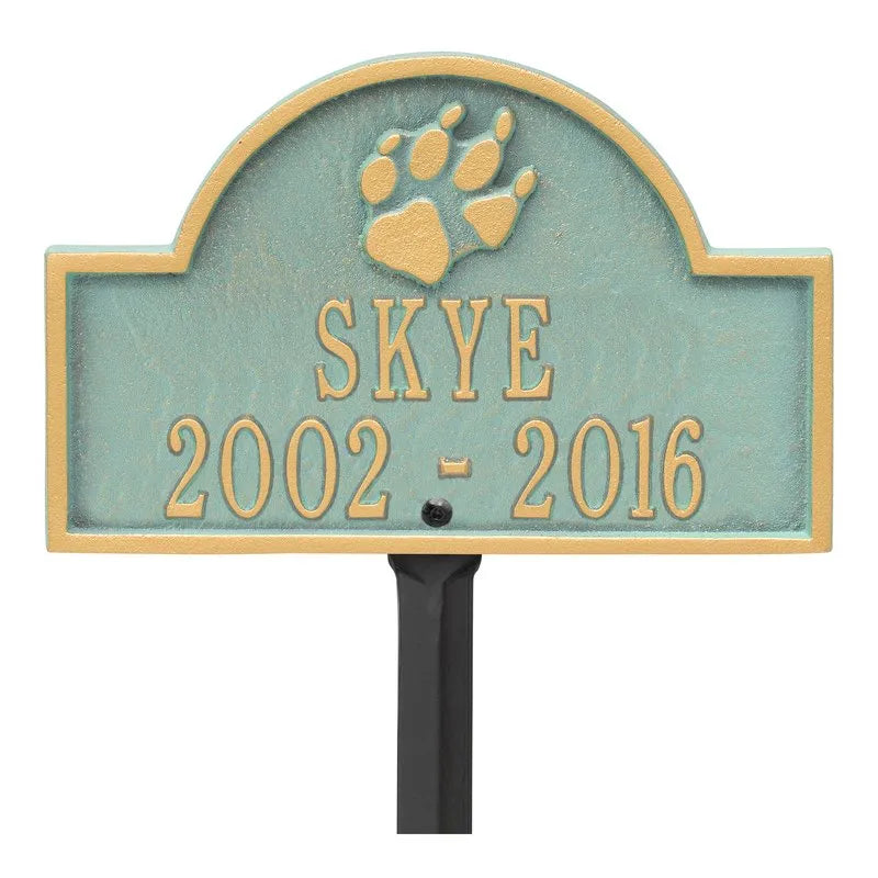 Dog Paw Arch Mini 2-Line Personalized Lawn Plaque