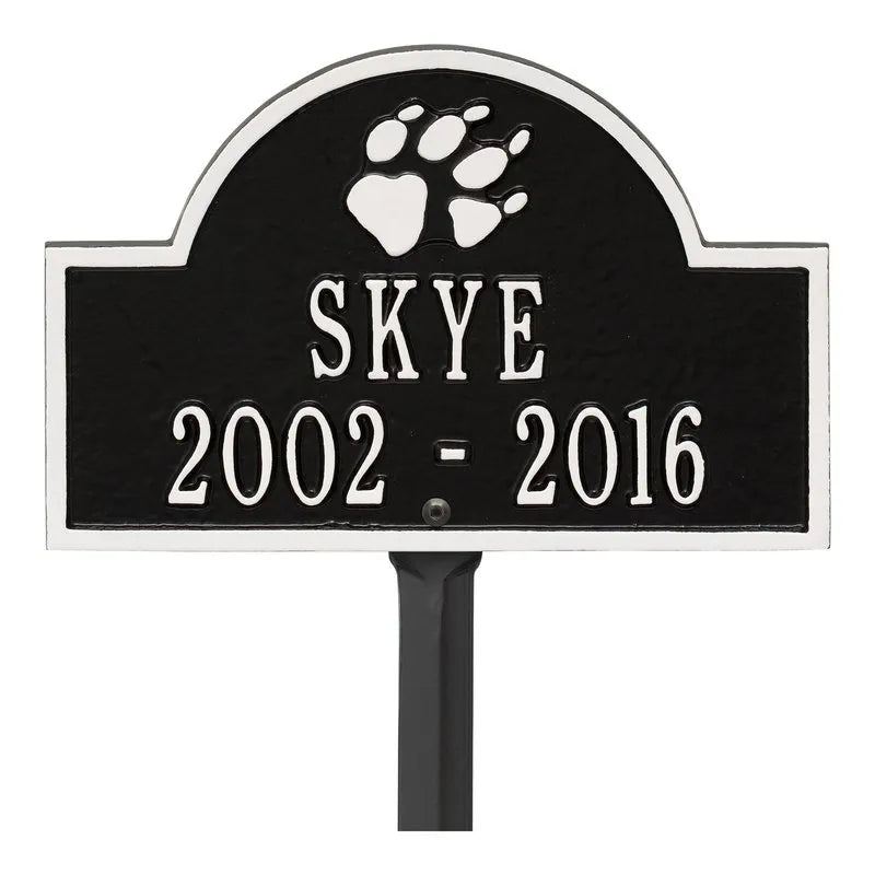 Dog Paw Arch Mini 2-Line Personalized Lawn Plaque