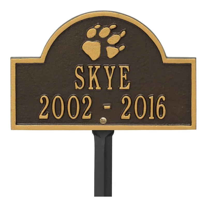 Dog Paw Arch Mini 2-Line Personalized Lawn Plaque
