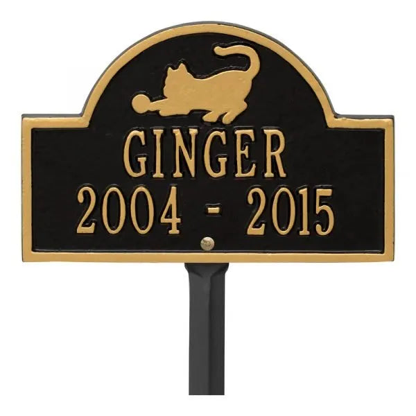 Cat Arch Mini 2-Line Personalized Lawn Plaque