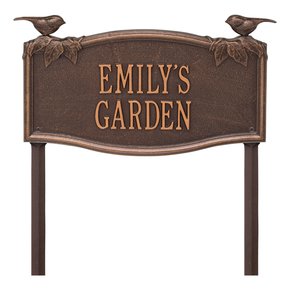 Vine Chickadee Garden Personalized Lawn Plaque