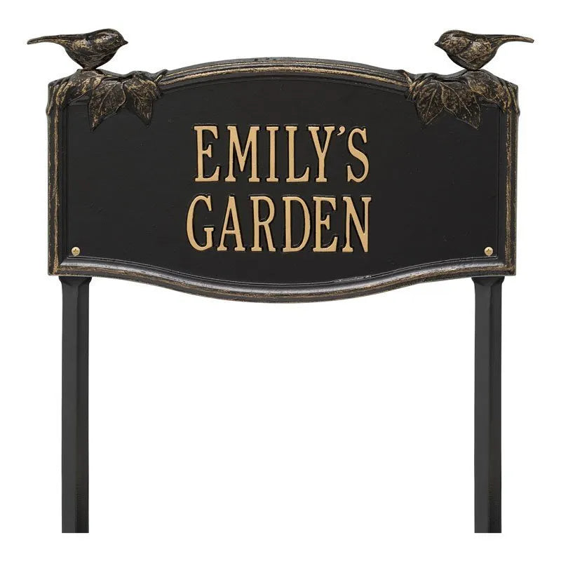Vine Chickadee Garden Personalized Lawn Plaque