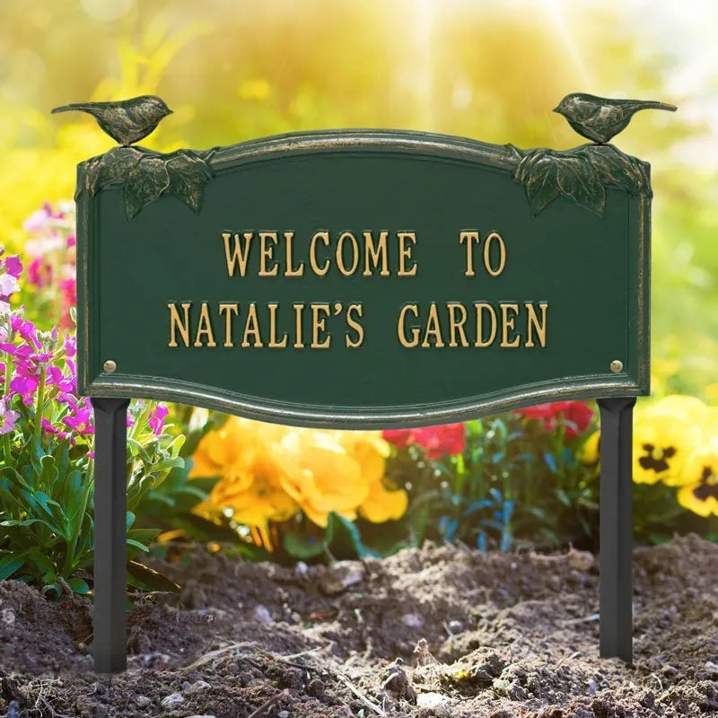 Vine Chickadee Garden Personalized Lawn Plaque