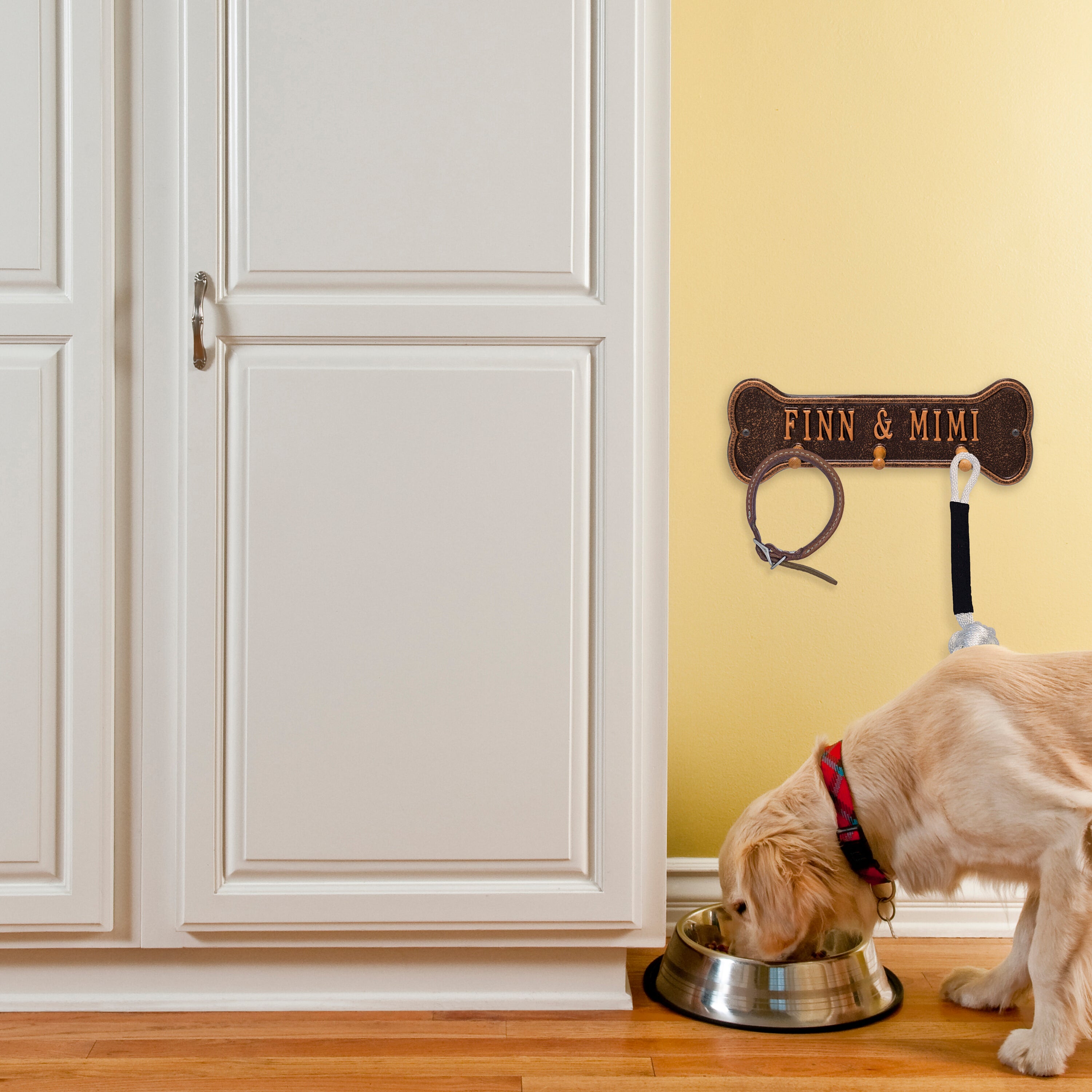 Bone Leash Holder Personalized Wall Plaque