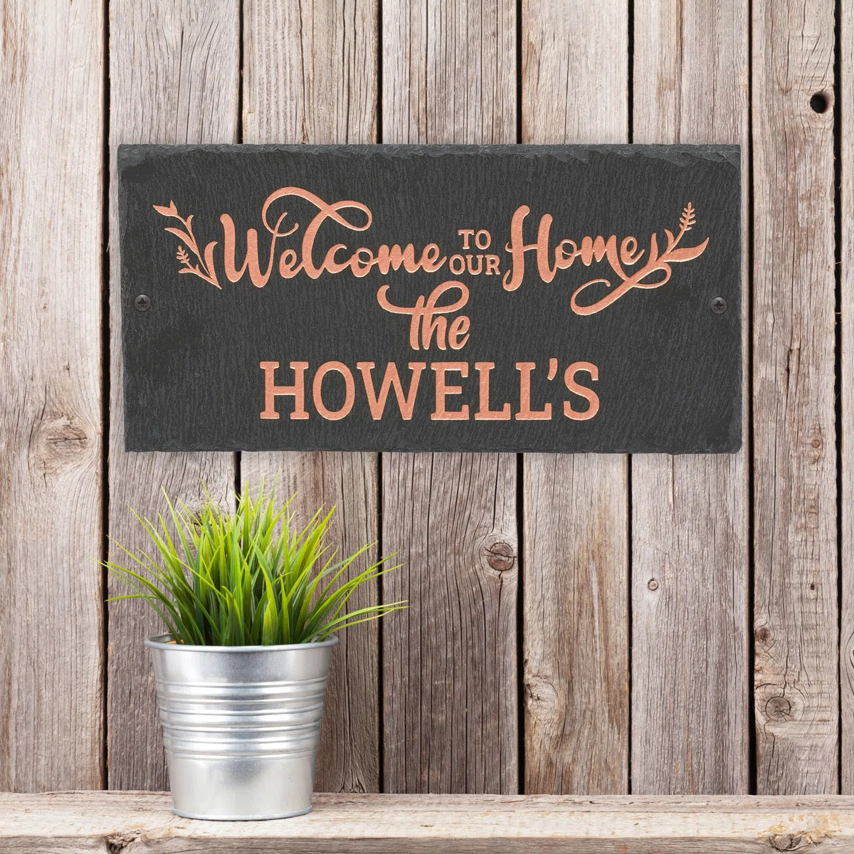 Welcome to our Home 1-Line Personalized Etched Wall Slate Sign