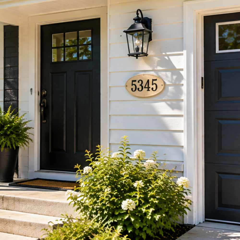 Stonework Oval House Numbers Plaque, Standard Wall 1-line