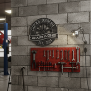 Racing Wheel Garage Plaque - Standard Wall - Two Line
