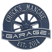 Racing Wheel Garage Plaque - Standard Wall - Two Line