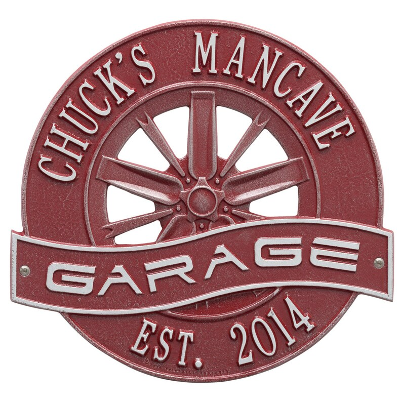 Racing Wheel Garage Plaque - Standard Wall - Two Line