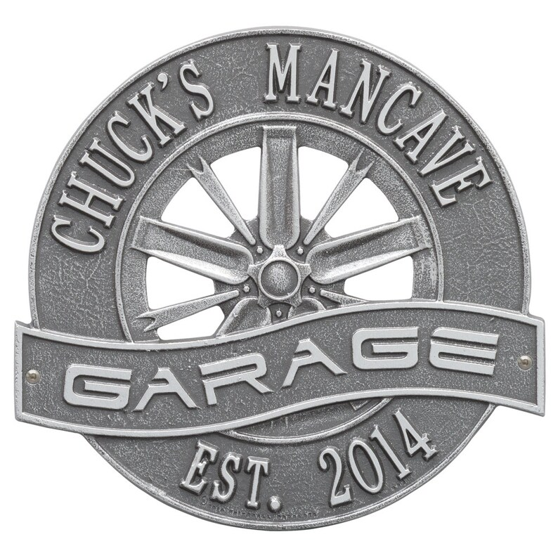 Racing Wheel Garage Plaque - Standard Wall - Two Line